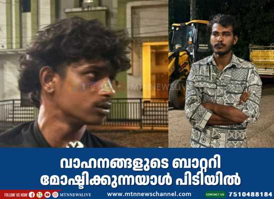 വാഹനങ്ങളുടെ ബാറ്ററി മോഷ്ടിക്കുന്നയാൾ പിടിയിൽ