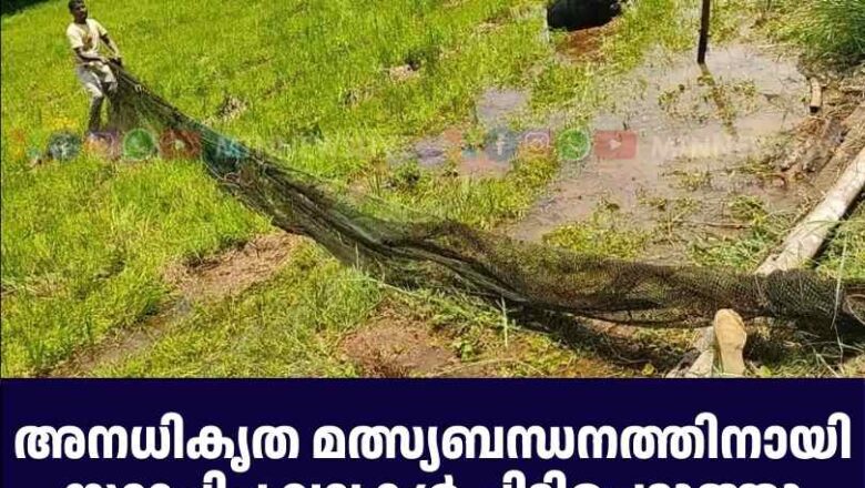 അനധികൃത മത്സ്യബന്ധനത്തിനായി സ്ഥാപിച്ച വലകള്‍ പിടിച്ചെടുത്തു