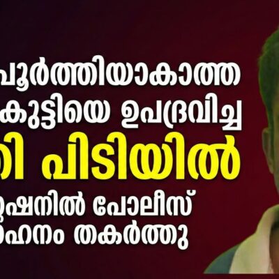 പ്രായപൂർത്തിയാകാത്ത പെൺകുട്ടിയെ ഉപദ്രവിച്ച പ്രതി പിടിയിൽ; സ്റ്റേഷനിൽ പോലീസ് വാഹനം തകർത്തു